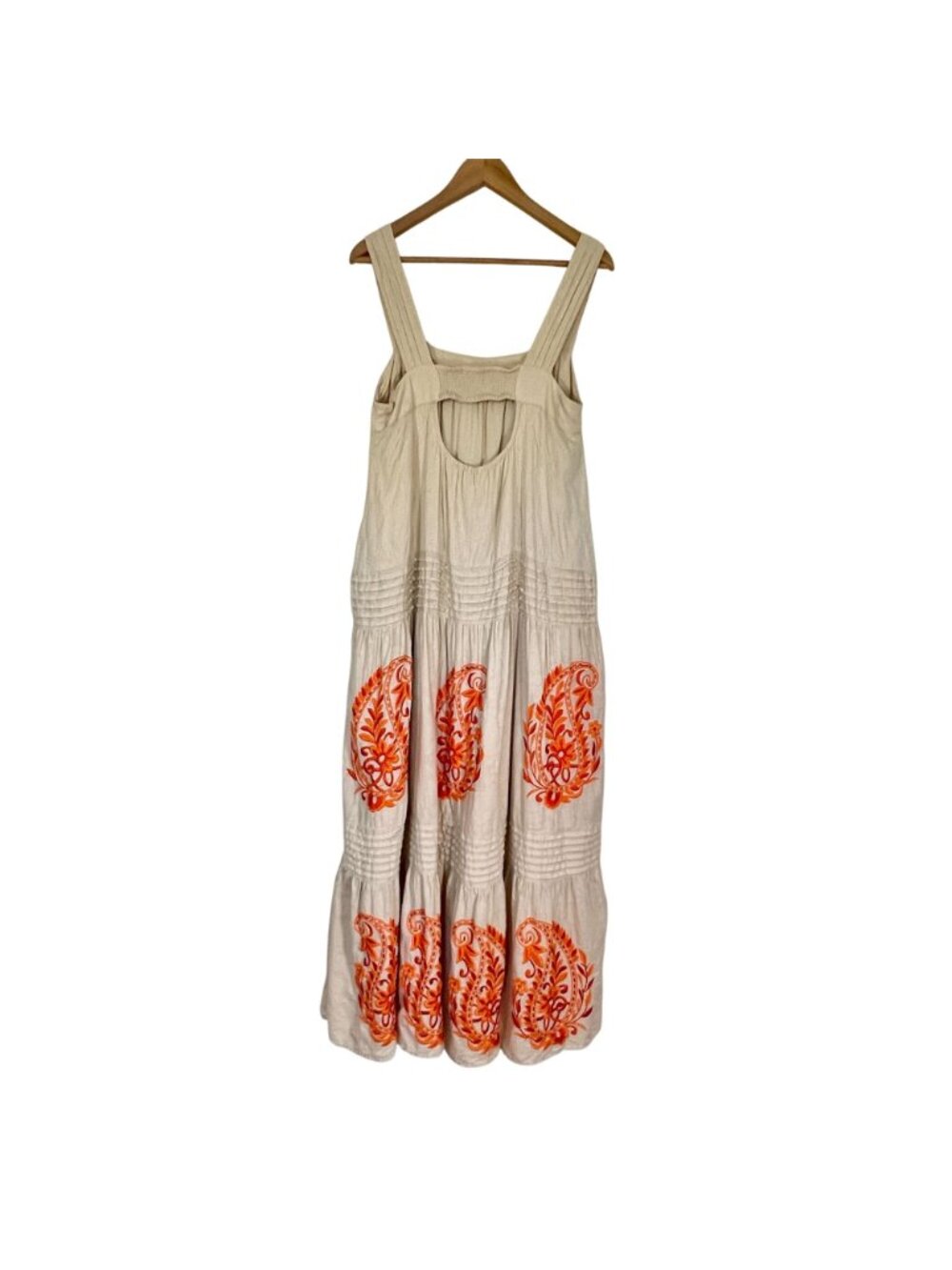 Anthropologie Felicity Embroidered Maxi Dress Ivory Orange Boho Cotton Sz M - Picture 5 of 16